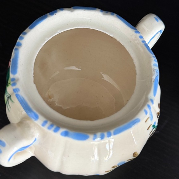 Floral Cream and Sugar Set Painted Made in Italy Cream Blue Pink Collectible - Picture 7 of 9